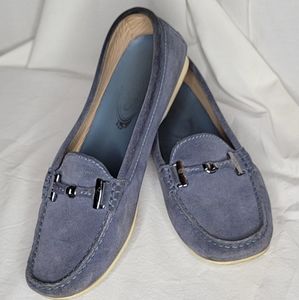 Tod's Women's Gommino Blue Suede Driving Loafers Sz 37 MSRP $745